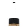 TK LIGHTING 6543 PAGLIA NEW BLACK LAMPA WISZĄCA CZARNA NA LISTWIE CZARNY ABAŻUR RATTAN EKO NATURAL BOHO