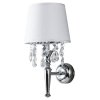 KINKIET GLAMPUR CHROM SREBRNY Z KRYSZTAŁKAMI DO SALONU SYPIALNI Z ABAŻUREM BIAŁY LIGHT PRESTIGE VIGO  LP-0412/1W WH