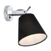 KINKIET SREBRNY CHROM Z WŁĄCZNIKIEM Z CZARNYM ABAŻUREM DO SALONU SYPIALNI LIGHT PRESTIGE BALI  LP-5031/1W BK
