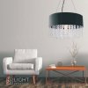 LAMPA WISZĄCA GLAMOUR CZARNA Z KRYSZTAŁKAMI CZARNY ABAŻUR LIGHT PRESTIGE MADRYT  LP-81458/1P BK