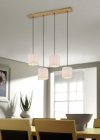 LAMPA WISZĄCA BEŻOWE ABAŻURY Z DREWNEM W STYLU BOHO SKANDYNAWSKIM DO SALONU SYPIALNI  NAD STÓŁ ELMAU 302100430 TRIO