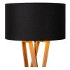 LAMPA PODŁOGOWA STOJĄCA DREWNIANA Z CZARNYM LNIANYM KLOSZEM ABAŻUREM DO SALONU LUCIDE TRAFALGAR 30763/81/72