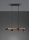 LAMPA WISZĄCA IMITACJA DREWNA DREWNOPODOBNA CZARNE REFLEKTORKI NAD STÓŁ DO KUCHNI JADALNI MARLEY 312490432 TRIO