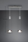 LAMPA WISZĄCA LED NIKIEL MATOWY NAD STÓŁ DO SALONU JADALNI KUCHNI NOWOCZESNA Z REGULOWANĄ WYSOKOŚCIĄ PODWÓJNA 3000K BARWA CIEPŁA FRANKLIN 326510207 TRIO
