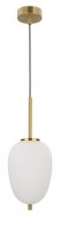 LAMPA WISZĄCA ZŁOTA NOWOCZESNA Z BIAŁYM KLOSZEM DO SALONU SYPIALNI KUCHNI JADALNI LUCES EXCLUSIVAS PILAR LE41759