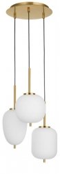 LAMPA WISZĄCA ZŁOTA NOWOCZESNA Z BIAŁYM KLOSZEM DO SALONU SYPIALNI KUCHNI JADALNI LUCES EXCLUSIVAS PILAR LE41761