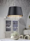 LAMPA WISZĄCA GLAMOUR DO SALONU SYPIALNI CZARNA Z KRYSZTAŁKAMI LORELEY 309300302 TRIO