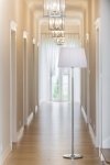 LAMPA PODŁOGOWA CHROM BIAŁA  Z BIAŁYM ABAŻUREM KLASYCZNA DO SALONU SYPIALNI ARGON ASTI 3849