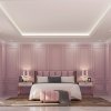 DUŻA LAMPA STOŁOWA NOCNA SZKLANA DO SALONU SYPIALNI NA KOMODĘ W STYLU GLAMOUR KULA SZARA SZKLANA Z RÓŻOWYM ABAŻUREM ARGON HAMILTON 8531