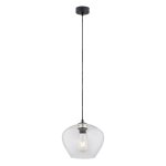 LAMPA WISZĄCA SZKLANA 24CM CZARNO ZŁOTA Z TRANSPARENTNYM KLOSZEM PRZEŹROCZYSTA DO SALONU JADALNI KUCHNI NAD STÓŁ ARGON KALIMERA 4043