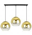 Lampa wisząca na szerokiej prostokątnej listwie 60 cm, 3 klosze szklane złote kule 20 cm, E27 LIGHT HOME