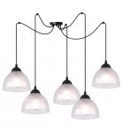 Lampa wisząca VENICE, sufitowa, długi czarny pająk loft, mleczne białe szklane misy, do salonu