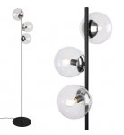 Lampa stojąca podłogowa SIENA, czarna-chrom, przezroczyste szklane kule, loft, molekularna