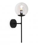 Lampa ścienna SIENA, czarny kinkiet ścienny sufitowy, plafon loft z przezroczystym szklanym kloszem, kula