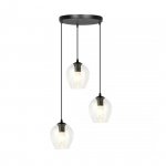LAMPA WISZĄCA CZARNA NAD STÓŁ DO KUCHNI JADALNI SALONU EMIBIG ISTAR 3 BL PREMIUM TRANSPARENT