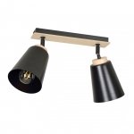 KINKIET PLAFON SPOT CZARNY Z DREWNEM EMIBIG ATLAS 2 BLACK