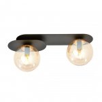 LAMPA SUFITOWA NOWOCZESNA PLAFON KULE SZKLANE EMIBIG PLAZA 2 BLACK/MIODOWY
