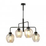 LAMPA WISZĄCA CZARNA NOWOCZESNA SZKLANE KLOSZE EMIBIG LUKKA 4 BLACK/AMBER