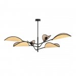 LAMPA WISZĄCA CZARNA DEKORACYJNA DO POKOJU SALONU EMIBIG VENE 6 BLACK/RATTAN