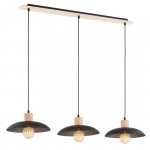 LAMPA WISZĄCA Z DREWNEM EMIBIG KOBE 3 BLACK oprawa oświetleniowa
