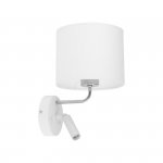TK LIGHTING RICHI WHITE /SILVER KINKIET BIAŁO SREBRNY DO SYPIALNI DO CZYTANIA Z WŁĄCZNIKIEM HOTELOWY