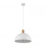 TK LIGHTING OSLO WHITE 4851 LAMPA WISZĄCA METALOWA BIAŁA Z DREWNEM W STYLU SKANDYNAWSKIM