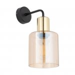 TK LIGHTING SIERRA GOLD 6664 KINKIET CZARNO ZŁOTY KLOSZ BURSZTYNOWY