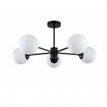 LIGHT PRESTIGE ROMA LP-1345/5P BK LAMPA SUFITOWA CZARNA MATOWA KULE BIAŁE KLOSZE DO SYPIALNI SALONU POKOJU