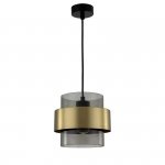 LAMPA WISZĄCA ZŁOTA KLOSZ DYMIONY GRAFITOWY SZKLANY NOWOCZESNA DO SALONU SYPIALNI POKOJU LIGHT PRESTIGE MIELE LP-866/1P SM/GD