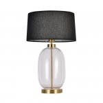 LAMPA STOŁOWA SZKLANA CZARNO ZŁOTA Z CZARNYM ABAŻUREM LIGHT PRESTIGE AMUR  LP-919/1T transparent