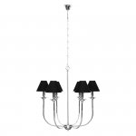 ŻYRANDOL LAMPA WISZĄCA GLAMOUR CHROM SREBRNA CZARNE ABAŻURY DO SALONU SYPIALNI LIGHT PRESTIGE LP-979/6P