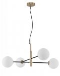 LAMPA WISZĄCA CZARNO ZŁOTA Z KULAMI KLOSZE KULE BIAŁE MLECZNE DO SALONU SYPIALNI LUCES EXCLUSIVAS PLATO LE41769