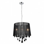 ITALUX CORNELIA MDM-2572/3 BK LAMPA WISZĄCA GLAMOUR Z ABAŻUREM I KRYSZTAŁKAMI CZARNA 