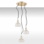 LAMPA WISZĄCA ZŁOTA MOSIĄDZ KRYSZTAŁOWA SZKLANA GLAMOUR ELEGANCKA NA KOLE POTRÓJNA DO SALONU SYPIALNI ARGON CRUZ 1462