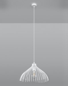 Lampa wisząca UMB biała stalowy industrialny zwis na lince sufitowy E27 LED SOLLUX LIGHTING