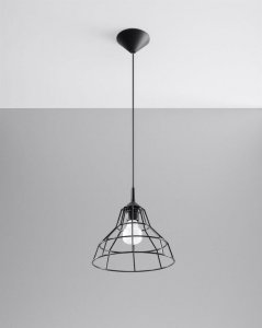 Lampa wisząca ANATA czarna stal loft design zwis na lince sufitowy E27 LED SOLLUX LIGHTING
