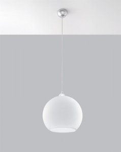 Lampa wisząca BALL biały kula loft szkło E27 LED SOLLUX LIGHTING