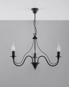 Żyrandol MINERWA 3 biały czarny stal lampa wisząca klasyczna sufitowa E14 LED SOLLUX LIGHTING