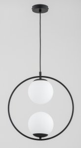 ALFA SOSNOWSCY AADINO BLACK 62437 LAMPA WISZĄCA CZARNA KOŁO KLOSZE KULE BIAŁE Z KULAMI SZKLANYMI DO SALONU SYPIALNI