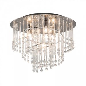 LAMPA SUFITOWA PLAFON CHROM KRYSZTAŁOWY W STYLU GLAMOUR DO SALONU SYPIALNO ZUMALINE 19154M TERRE 