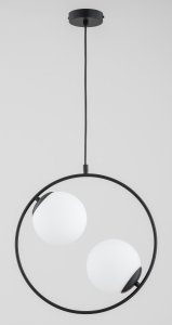 ALFA SOSNOWSCY AADINO BLACK 62438 LAMPA WISZĄCA CZARNA KOŁO KLOSZE KULE BIAŁE Z KULAMI SZKLANYMI DO SALONU SYPIALNI