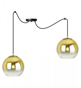 Lampa wisząca typu pająk, 2 klosze szklane złote kule 15 cm, E27 LIGHT HOME
