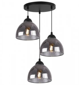 Lampa sufitowa VENICE, wisząca, potrójna, listwa nad stół i wyspę, grafitowe szklane klosze