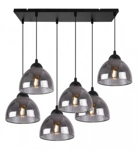 Lampa sufitowa VENICE, wisząca, czarny żyrandol, grafitowe szkło, do kuchni, jadalni, salonu