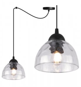 Lampa sufitowa VENICE, wisząca, czarny pająk loft, długi, przezroczyste szkło, nowoczesny