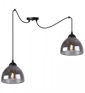 Lampa wisząca VENICE, sufitowa, podwójny żyrandol typu pająk, loft, czarny, grafitowy, szklany