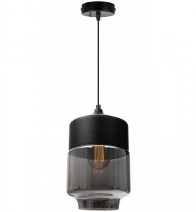 OUTLET -15% Nowoczesna Lampa Wisząca z Podłużnym Kloszem z Ciemnego Szkła