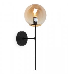Lampa ścienna SIENA, czarny kinkiet ze złotymi dodatkami, styl loftowy, do łazienki, sypialni, przedpokoju