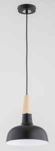 ALFA SOSNOWSCY GOXA BLACK 61316 LAMPA WISZĄCA METALOWA CZARNA Z DREWNEM LOFT W STYLU INDUSTRIALNYM