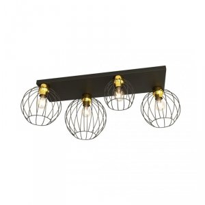 LAMPA SUFITOWA PLAFON CZARNY DRUCIANY NEST 4 BL GOLD oprawa oświetleniowa